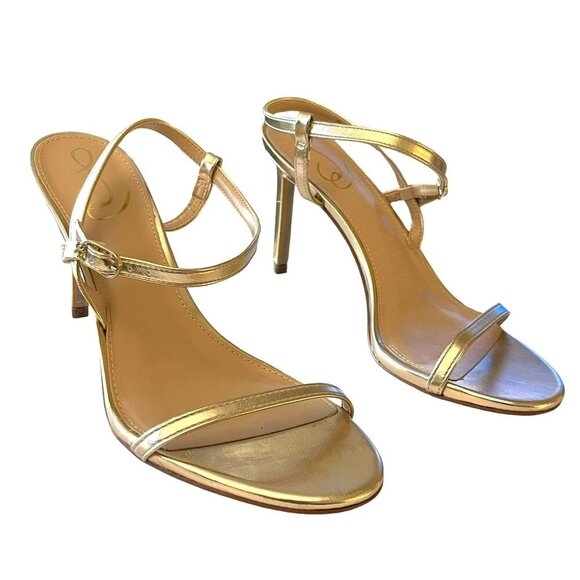 Sam Edelman Gold Metallic Strappy Heels Doran Shoes Sz 8 NEW - Picture 2 of 8